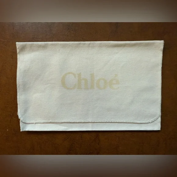 Chloé Small Beige Dust Bag 6x9” Canvas Pouch Logo Flap Style NWOT - Picture 1 of 3